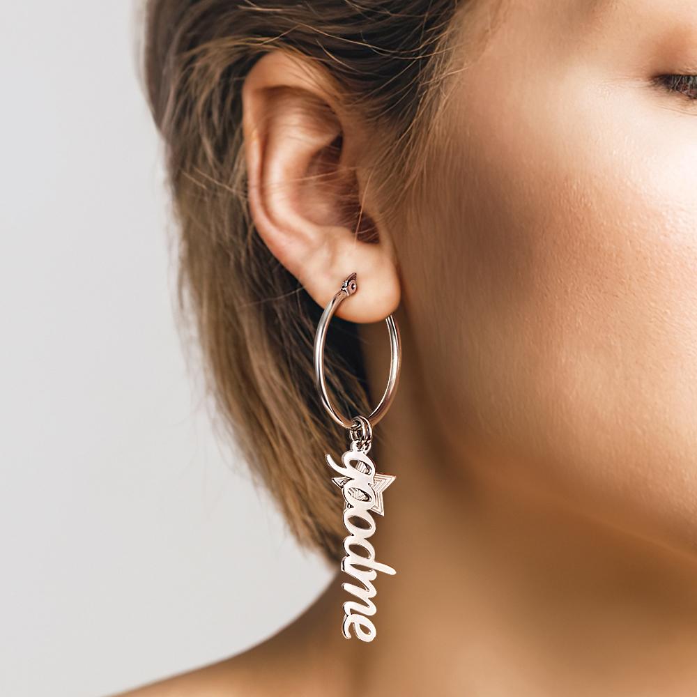 Custom Engraved Name Earrings With Little Star Simplicity Earrings