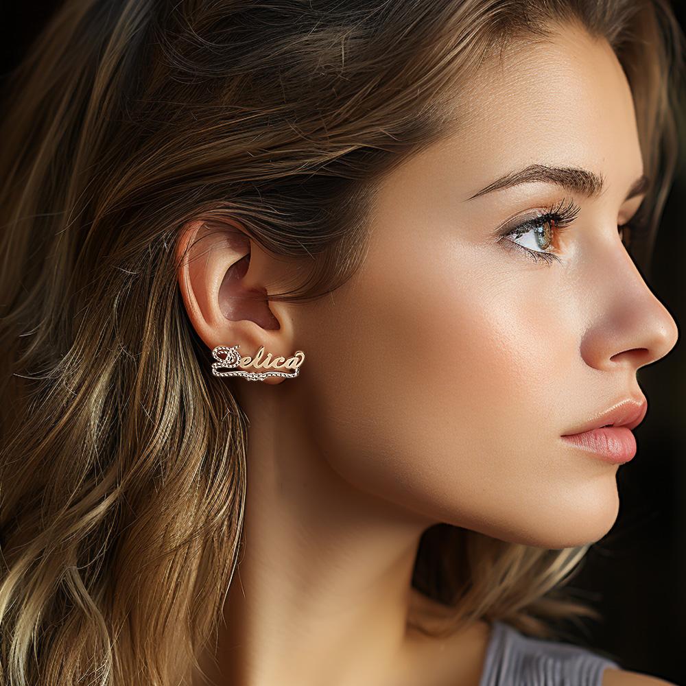 Love Yourself Personalized Name Earrings for Women Stud Earrings