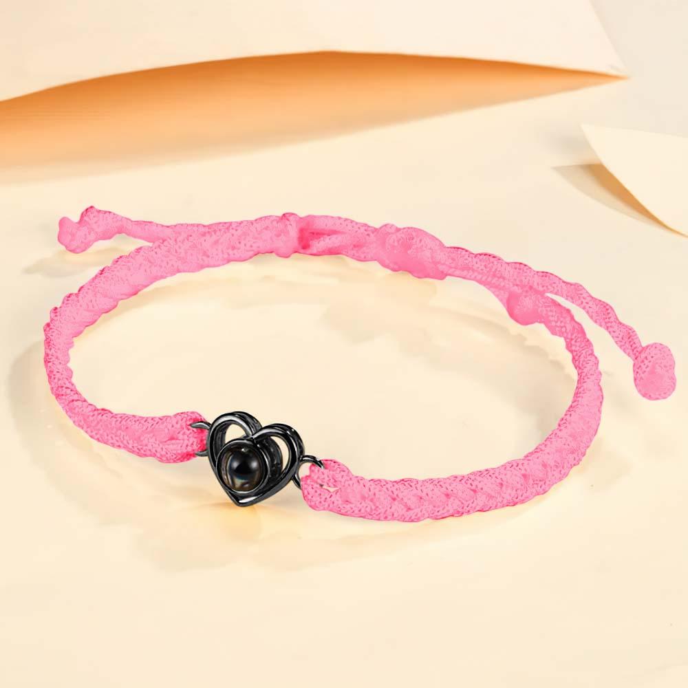 Custom Photo Projection Braided Rope Bracelet Memorial Photo Inside Bracelet Gifts for Her