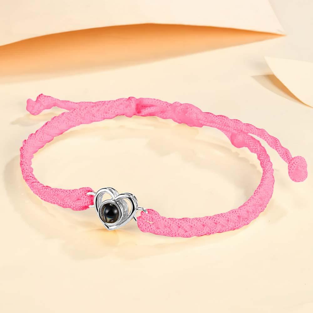 Custom Photo Projection Braided Rope Bracelet Memorial Photo Inside Bracelet Gifts for Her