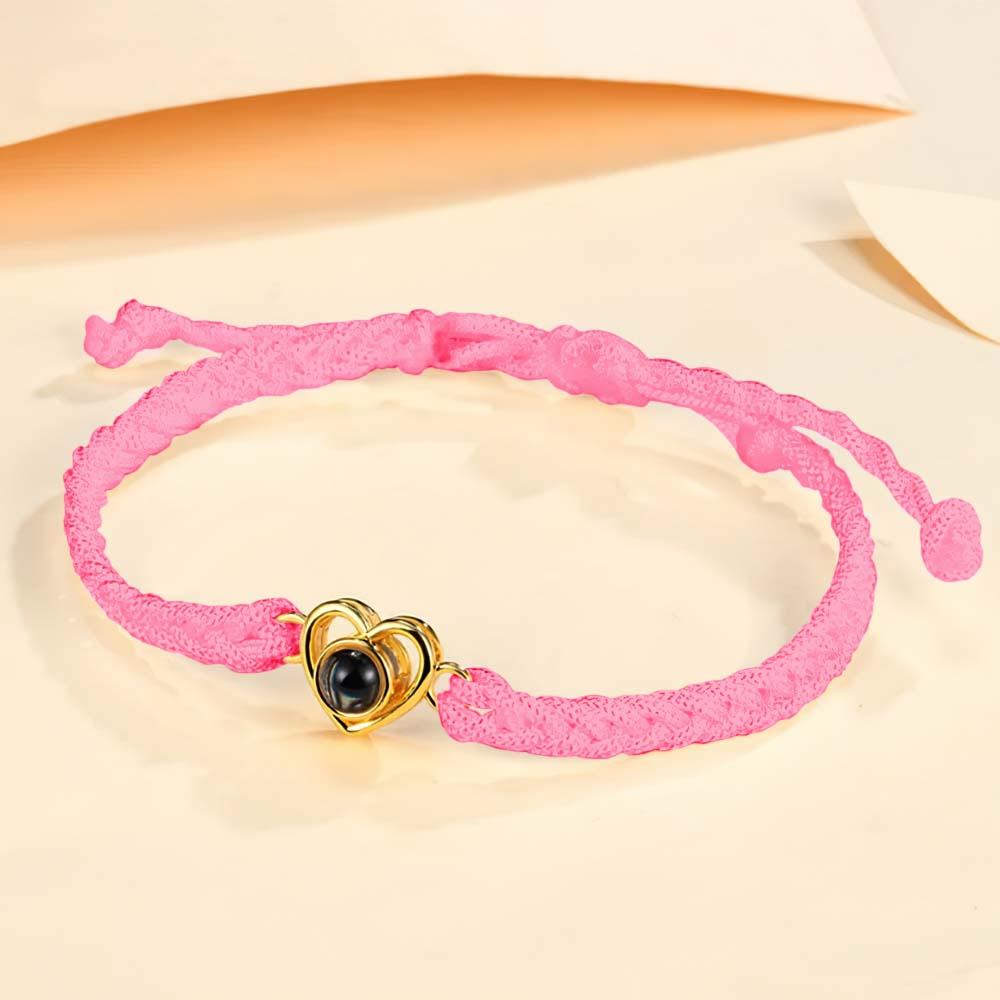 Custom Photo Projection Braided Rope Bracelet Memorial Photo Inside Bracelet Gifts for Her