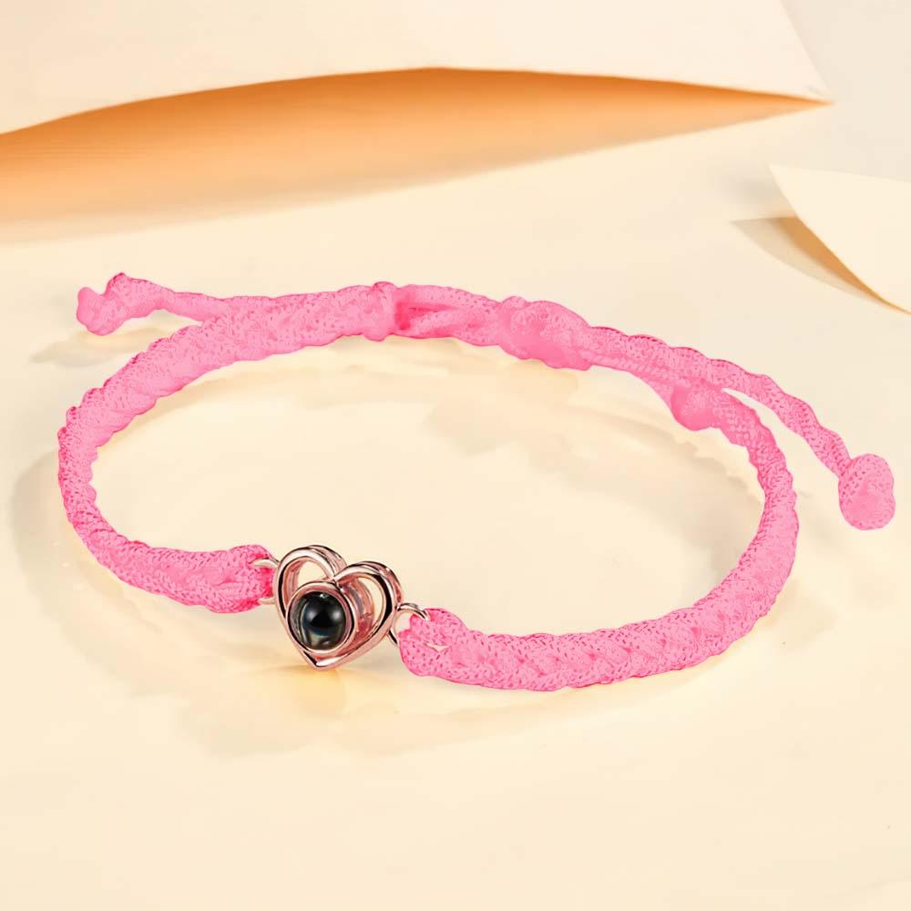 Custom Photo Projection Braided Rope Bracelet Memorial Photo Inside Bracelet Gifts for Her