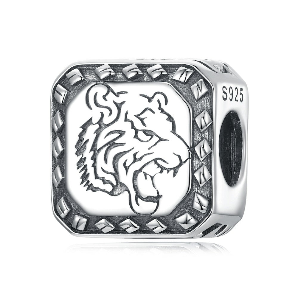 Unique Dragon Tiger Charm Silver