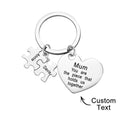 Engraved Puzzle Heart Shaped Keychain Personalized Key Ring Mother's Day Gift