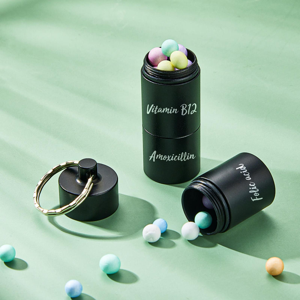 Custom Engraved keychain Pill box Portable Creative Gifts