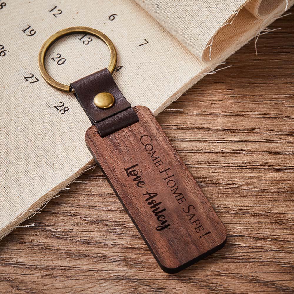 Scannable Spotify Code Wood Keychain Engraved COME HOME SAFE Keychain Father's Day Gifts