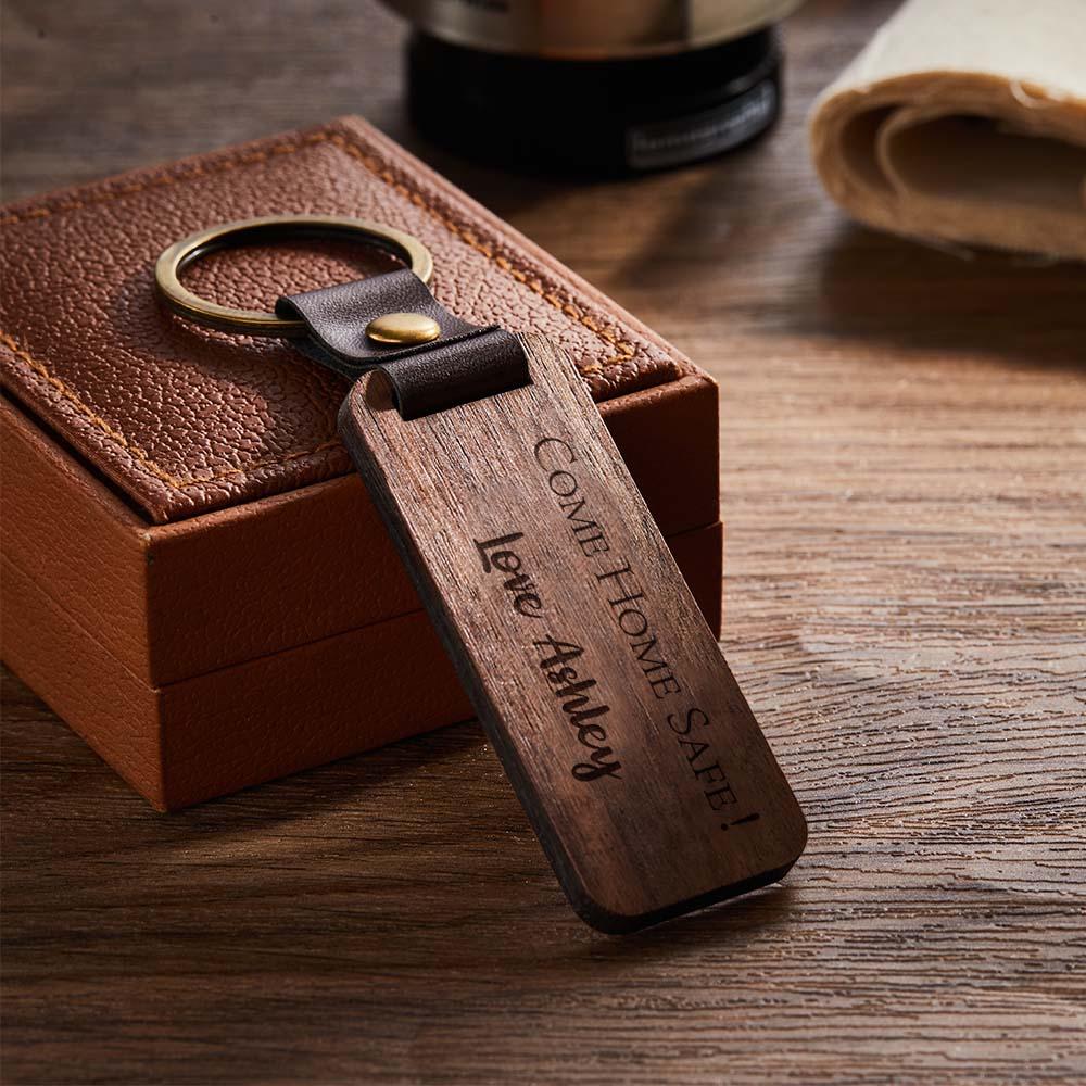 Scannable Spotify Code Wood Keychain Engraved COME HOME SAFE Keychain Father's Day Gifts