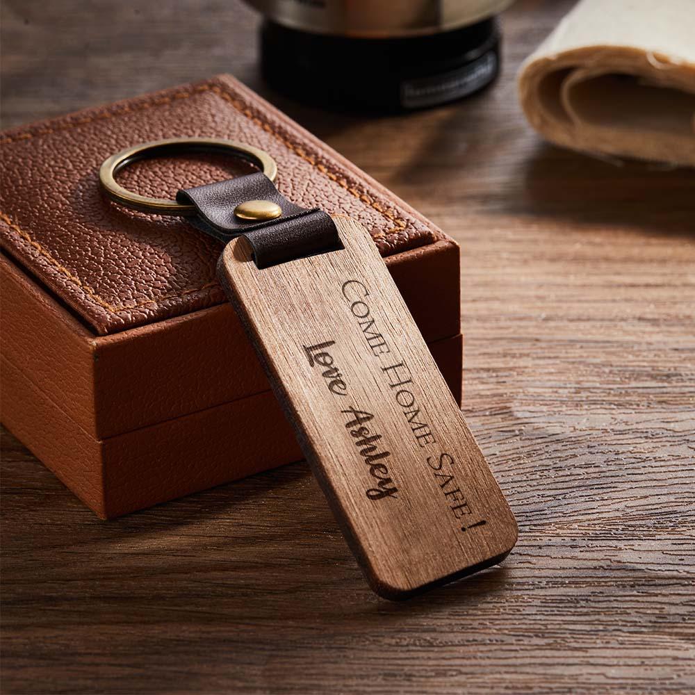 Scannable Spotify Code Wood Keychain Engraved COME HOME SAFE Keychain Father's Day Gifts