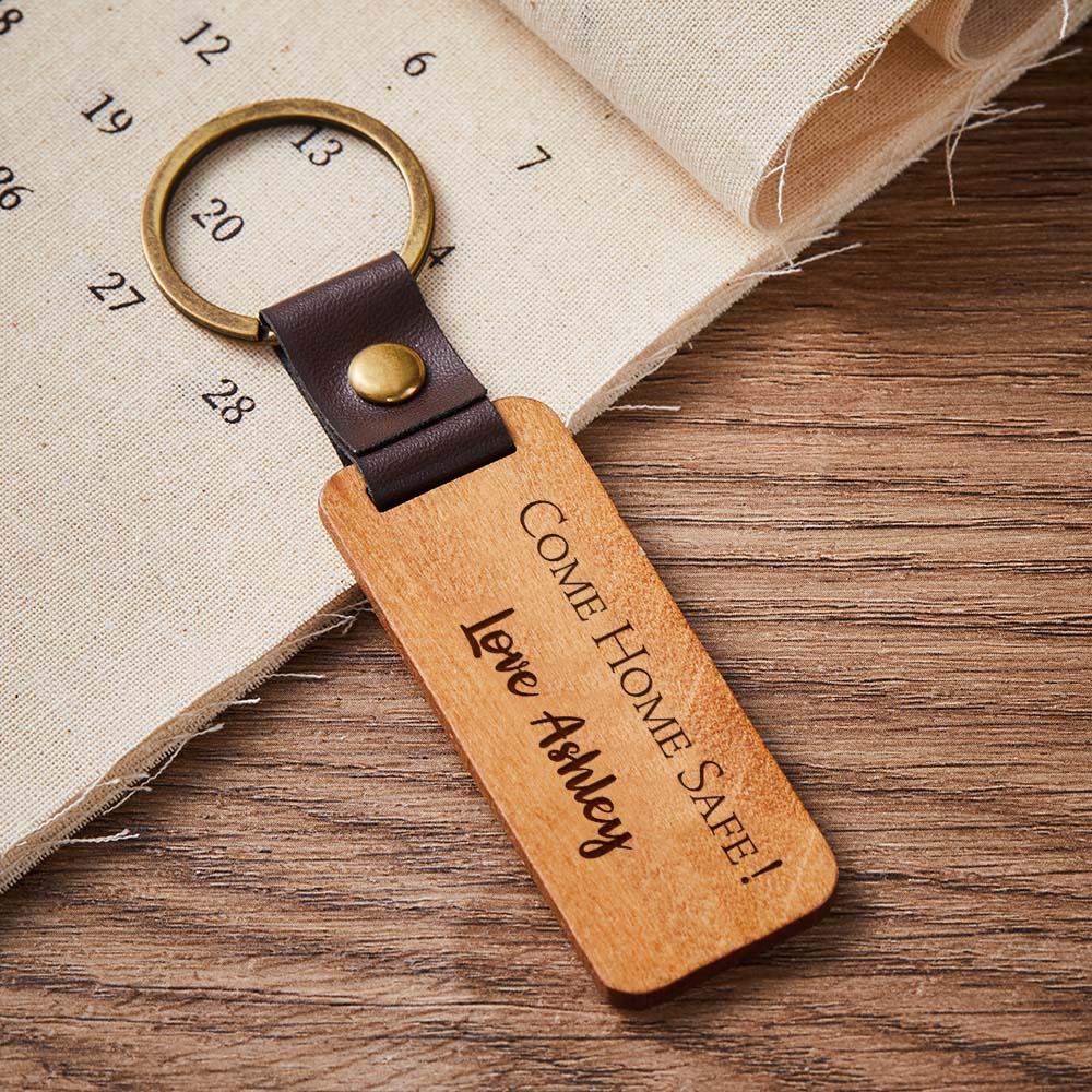 Scannable Spotify Code Wood Keychain Engraved COME HOME SAFE Keychain Father's Day Gifts