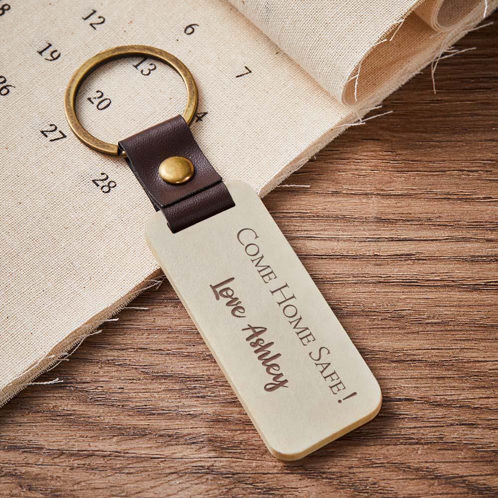 Scannable Spotify Code Wood Keychain Engraved COME HOME SAFE Keychain Father's Day Gifts