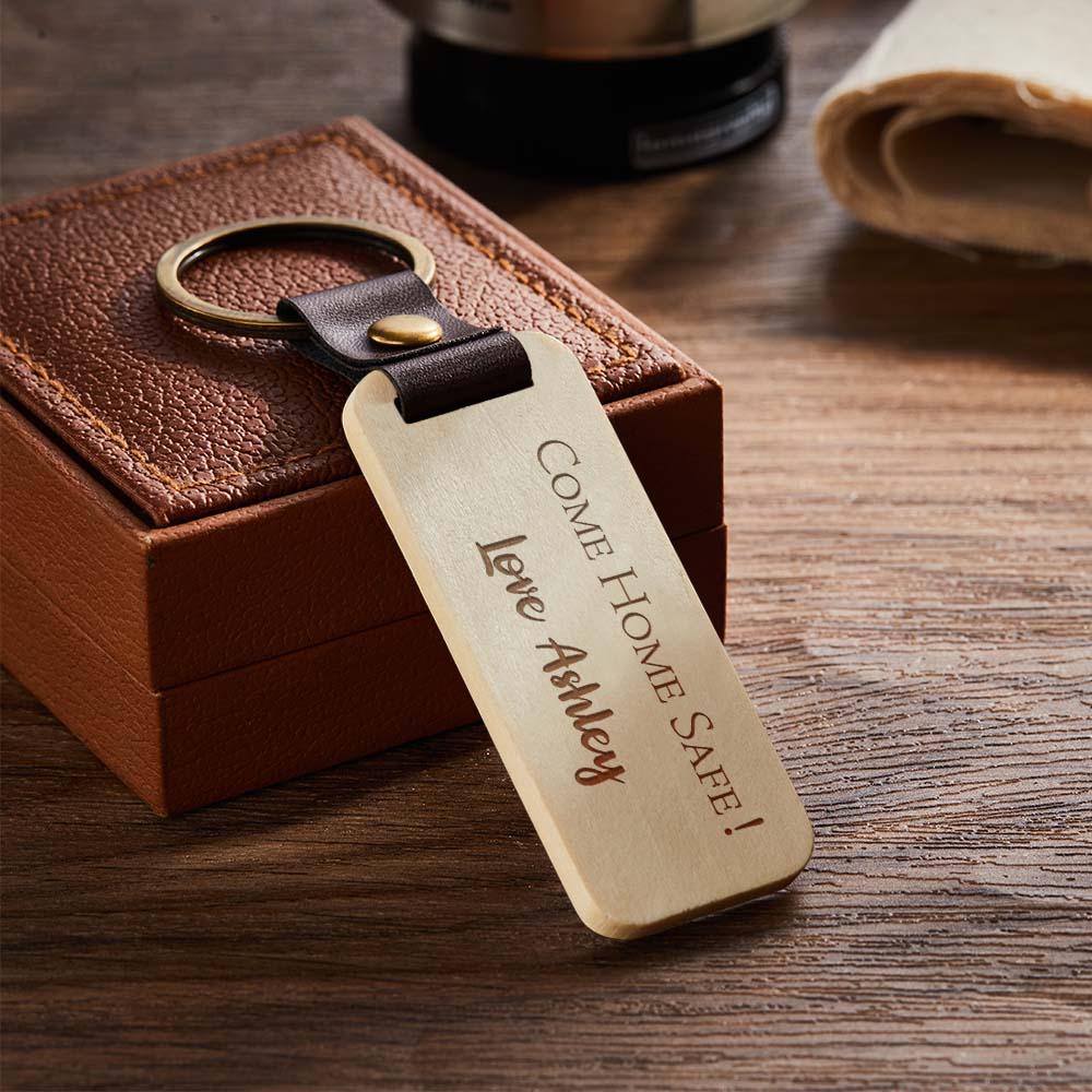 Scannable Spotify Code Wood Keychain Engraved COME HOME SAFE Keychain Father's Day Gifts