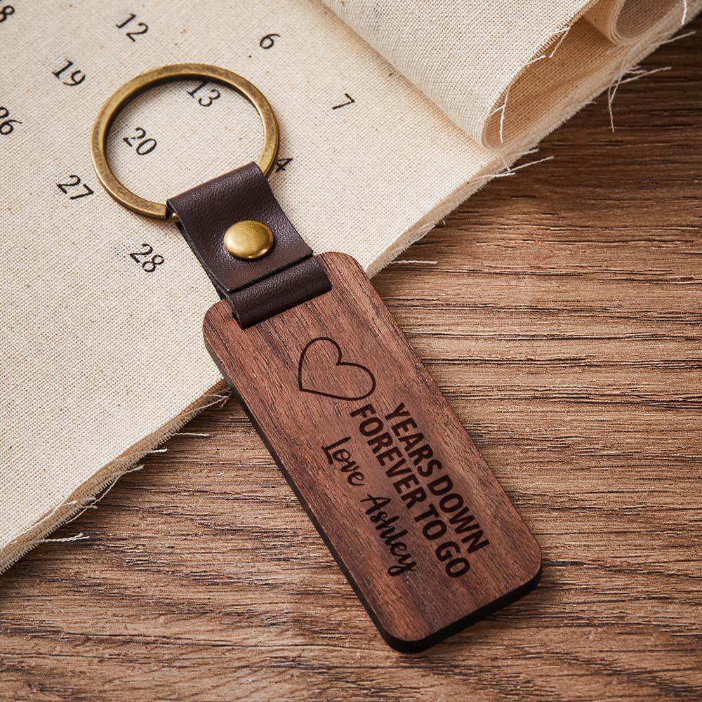 Scannable Spotify Code Wood Keychain Engraved YEARS DOWN FOREVER TO GO Keychain Father's Day Gifts