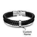 Custom Name Bracelet Leather Personalized Gifts for Father's Day