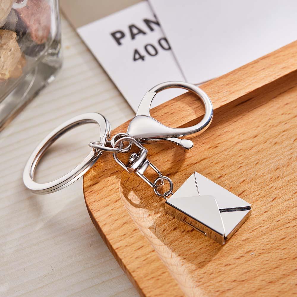 Custom Photo Keychain Mail Envelope Picture Key Ring Locket Gifts
