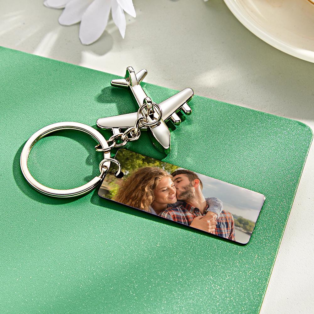 Custom Photo Engraved Keychain Fly Safe I Need You Here With Me Creative Gifts For Him
