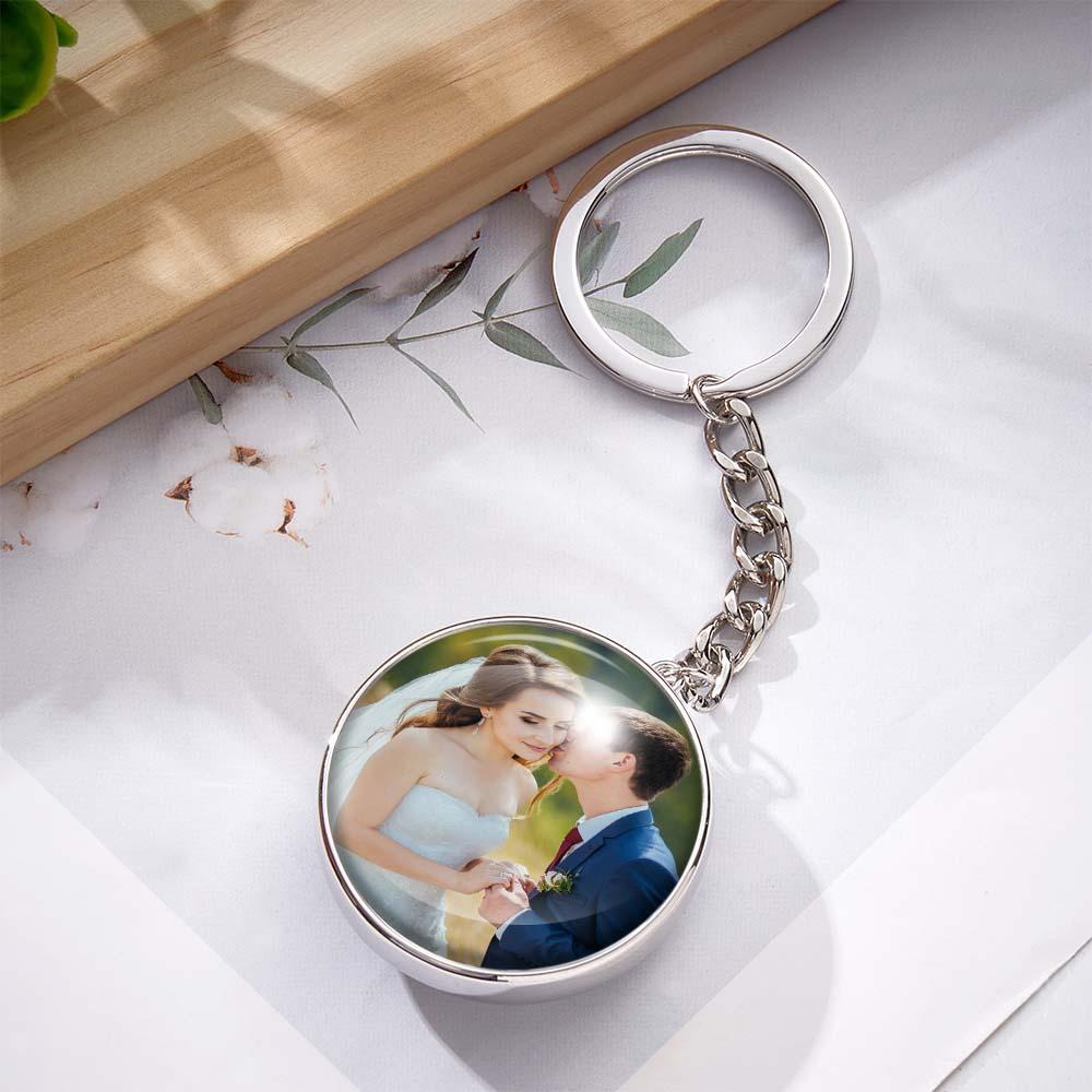 Custom Photo Keychain Double Side Glass Cabochon Family Gifts