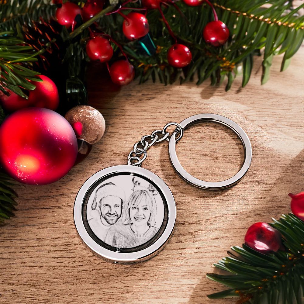 Custom Photo Calendar Keychain Rotate Special Date Couple Anniversary Gifts Christmas Gift
