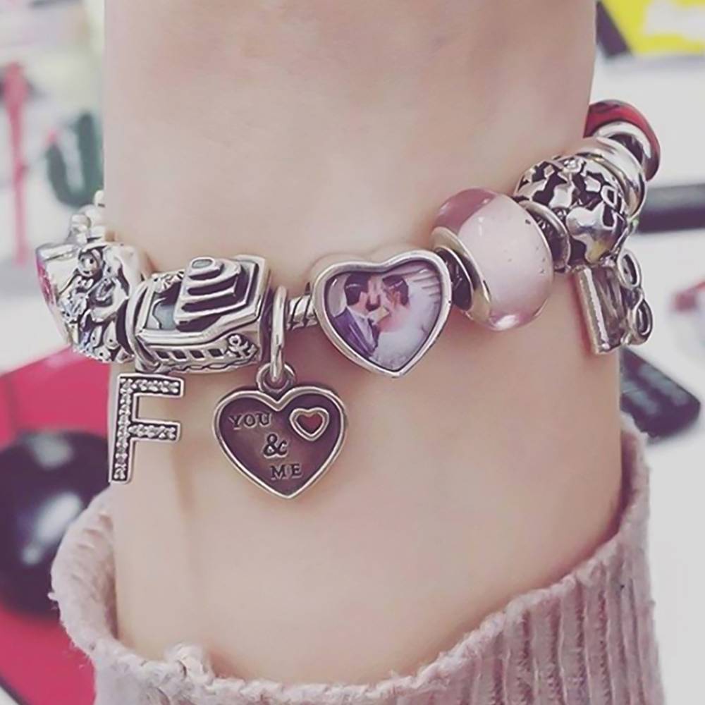 Custom Engraved Heart Photo Charm Projection Charm Bracelet Jewelry Gift For Couples Christmas Gifts