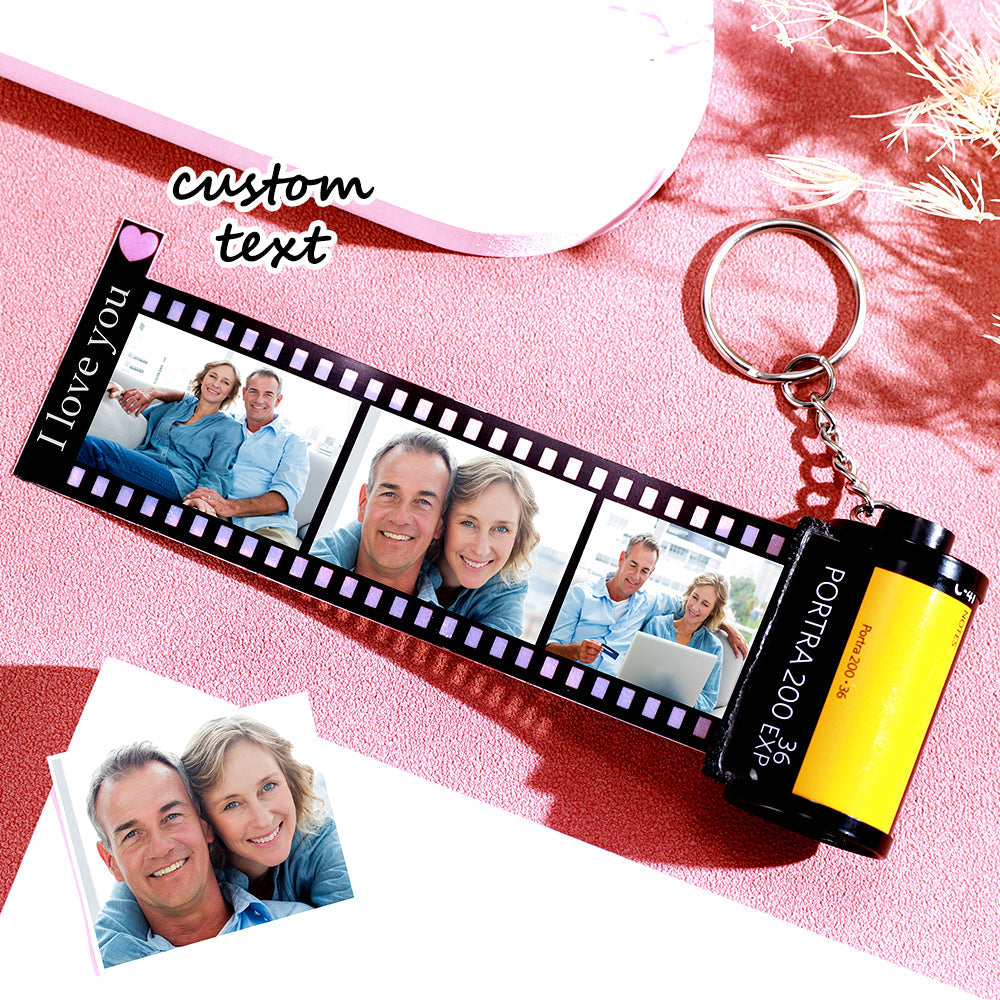 Custom Text For The Film Roll Keychain Personalized Picture Keychain with Reel Album Customized Gift for Christmas