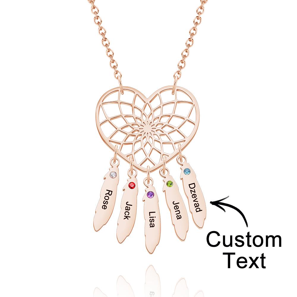 Custom Engraved Birthstone Necklace Dreamcatcher Gift for Her