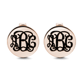 Engraved Monogram Earrings Rose Gold Plated Silver