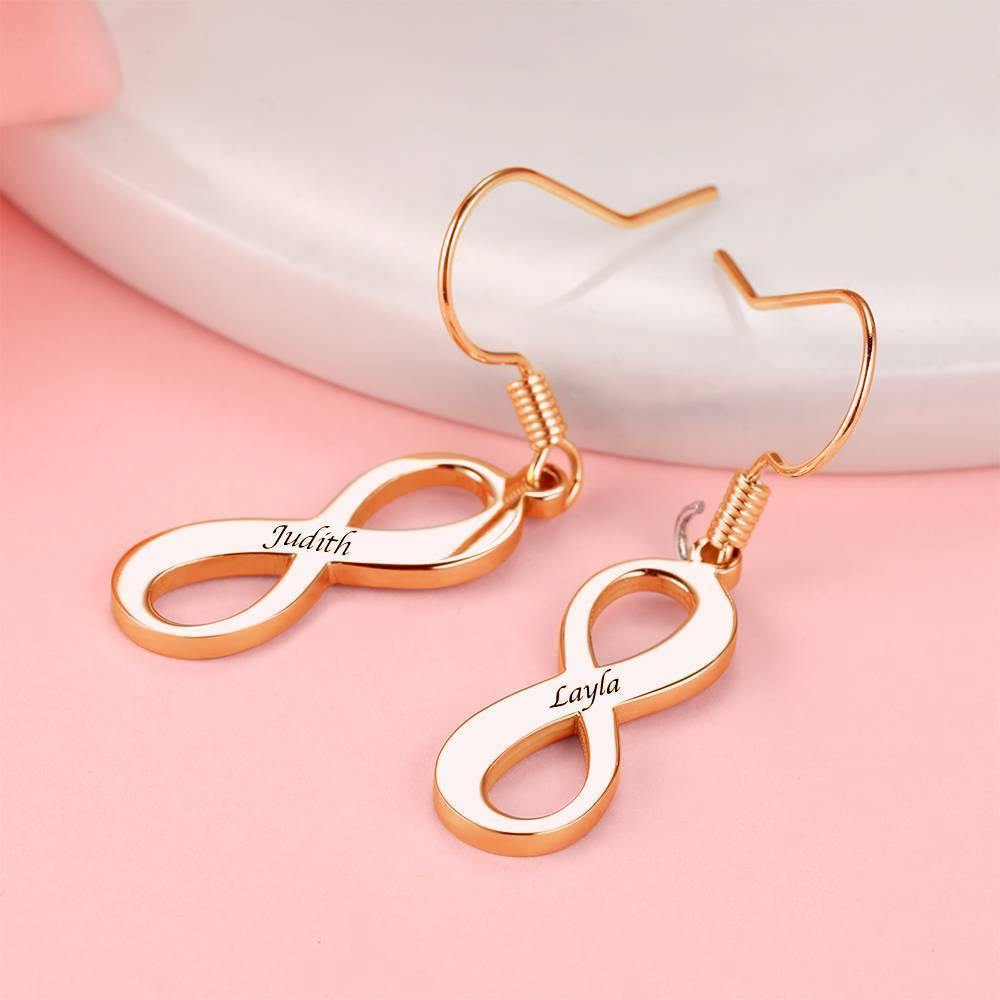 Custom Engraved Earrings Name Drop Earrings Rose Gold Plated