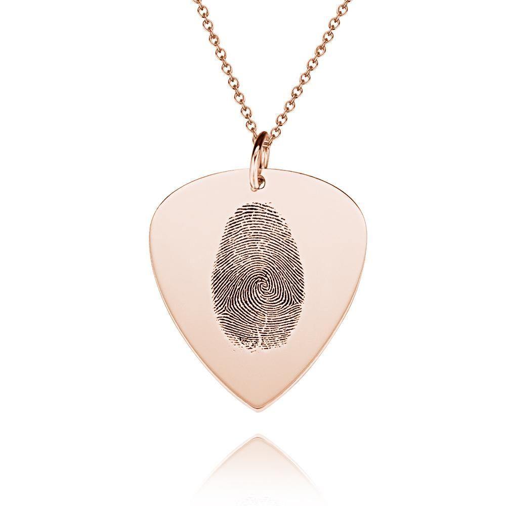 Actual Fingerprint Necklace Guitar Pick Necklace Memorial Gift for Him Rose Gold Plated