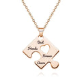 Engraved Necklace Puzzle Necklace Bridesmaid Necklace Memorial Gifts Rose Gold Plated