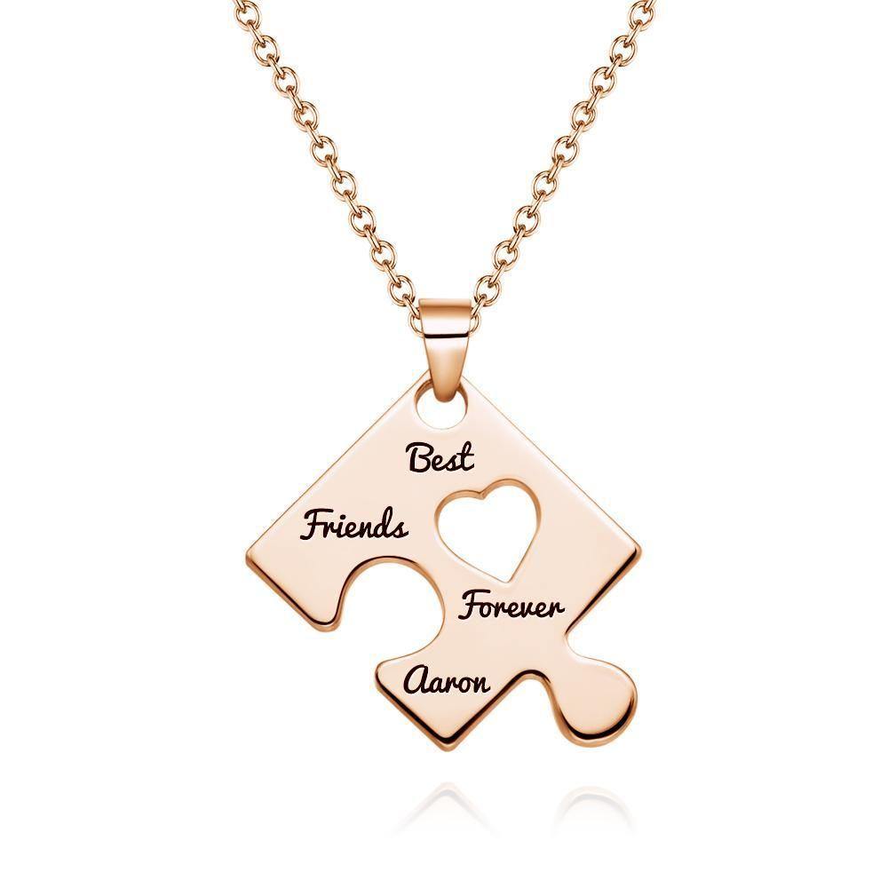 Engraved Necklace Puzzle Necklace Bridesmaid Necklace Memorial Gifts Rose Gold Plated