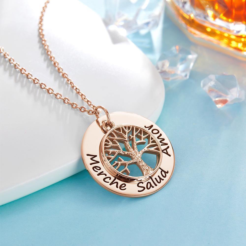 Engraved Necklace Name Necklace Mothers Meaningful Gifts Family Tree Necklace Rose Gold Plated Silver