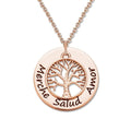 Engraved Necklace Name Necklace Mothers Meaningful Gifts Family Tree Necklace Rose Gold Plated Silver