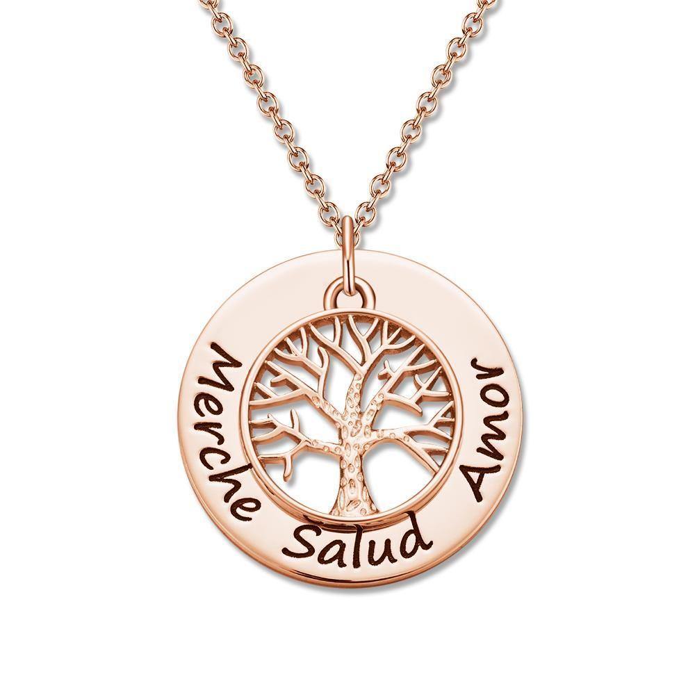 Engraved Necklace Name Necklace Mothers Meaningful Gifts Family Tree Necklace Rose Gold Plated Silver