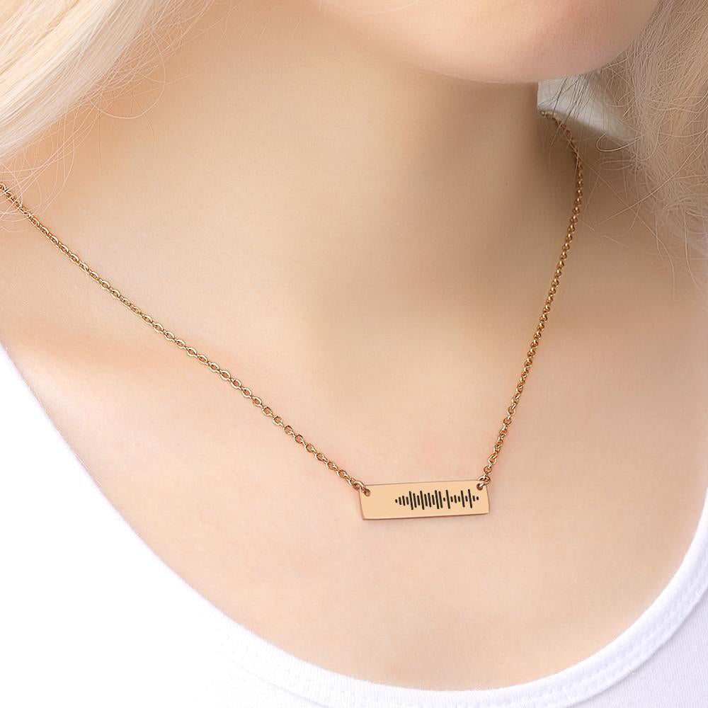 Scannable Music Code Bar Necklace Engraved Necklace Gifts for Her 50cm+5cm