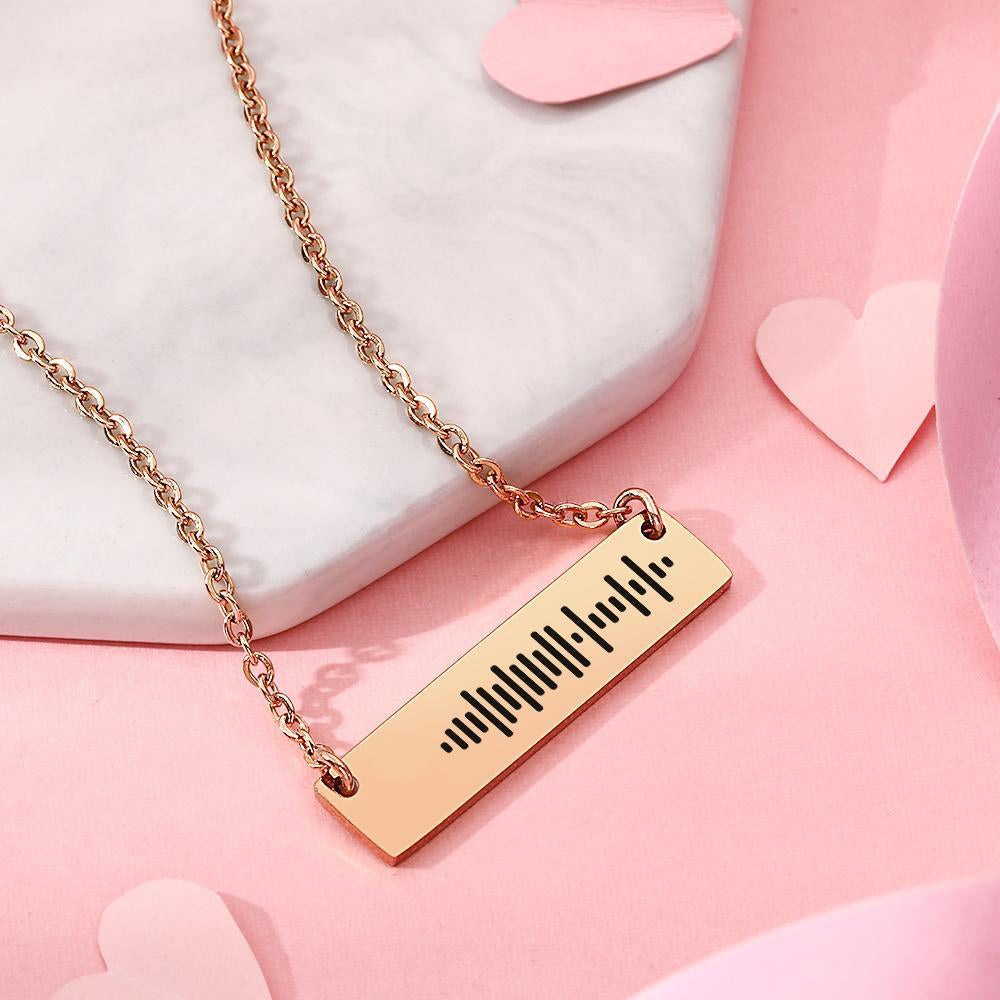 Scannable Music Code Bar Necklace Engraved Necklace Gifts for Her 50cm+5cm
