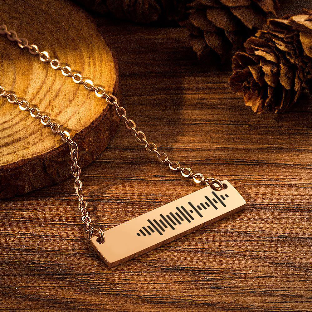 Scannable Music Code Bar Necklace Engraved Necklace Gifts for Her 50cm+5cm