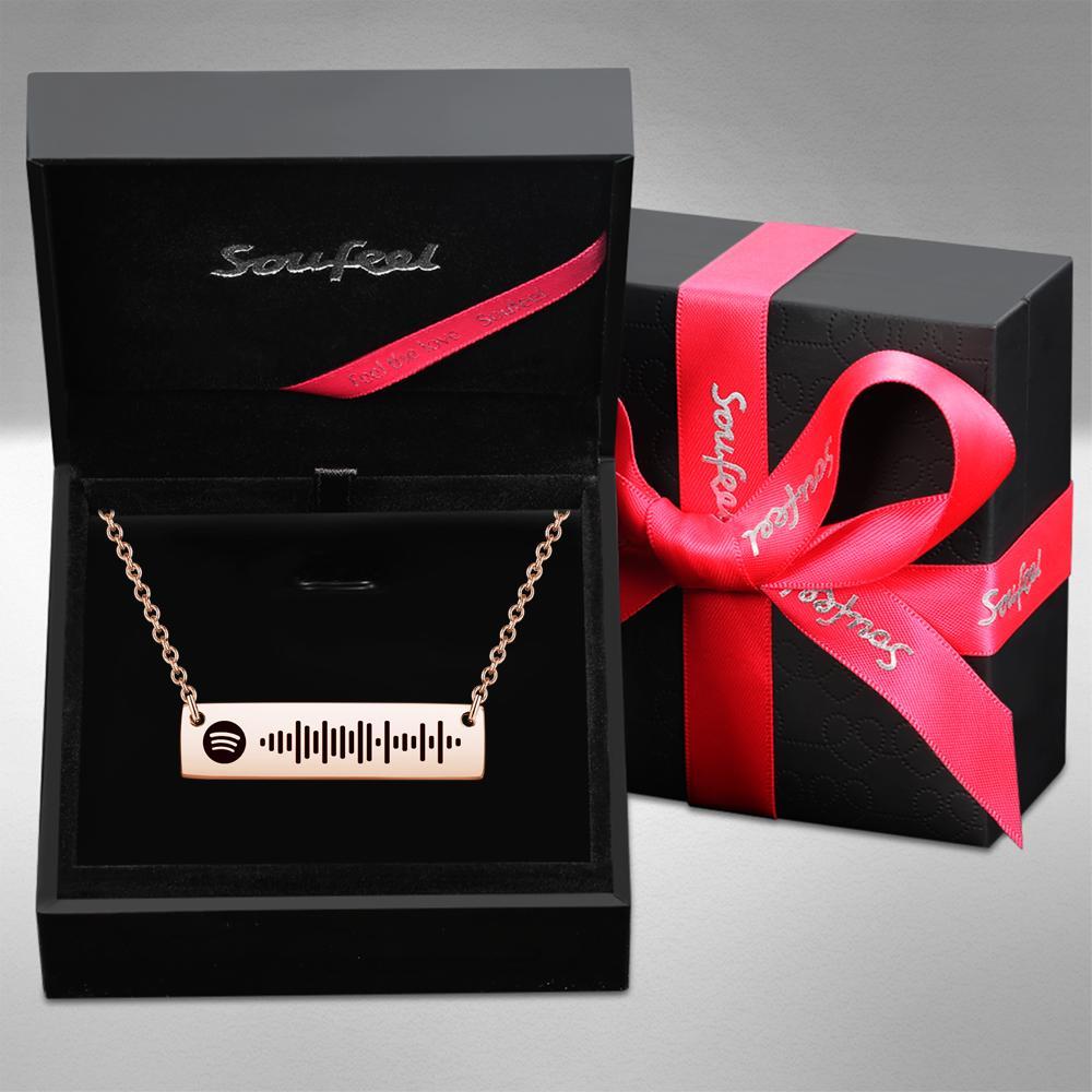 Scannable Music Code Bar Necklace Engraved Necklace Gifts for Her 50cm+5cm