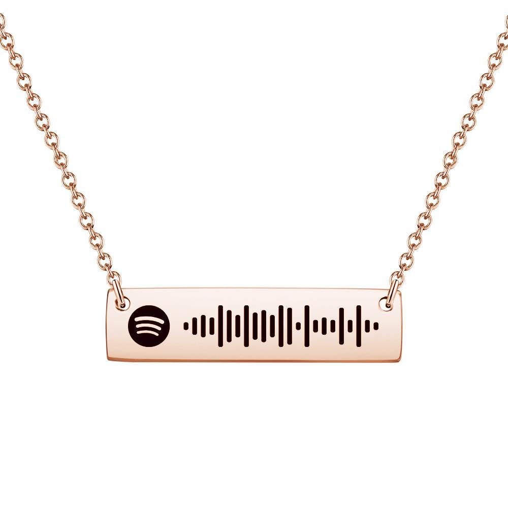 Scannable Spotify Code Bar Necklace Engraved Necklace Gifts for Her 50cm+5cm