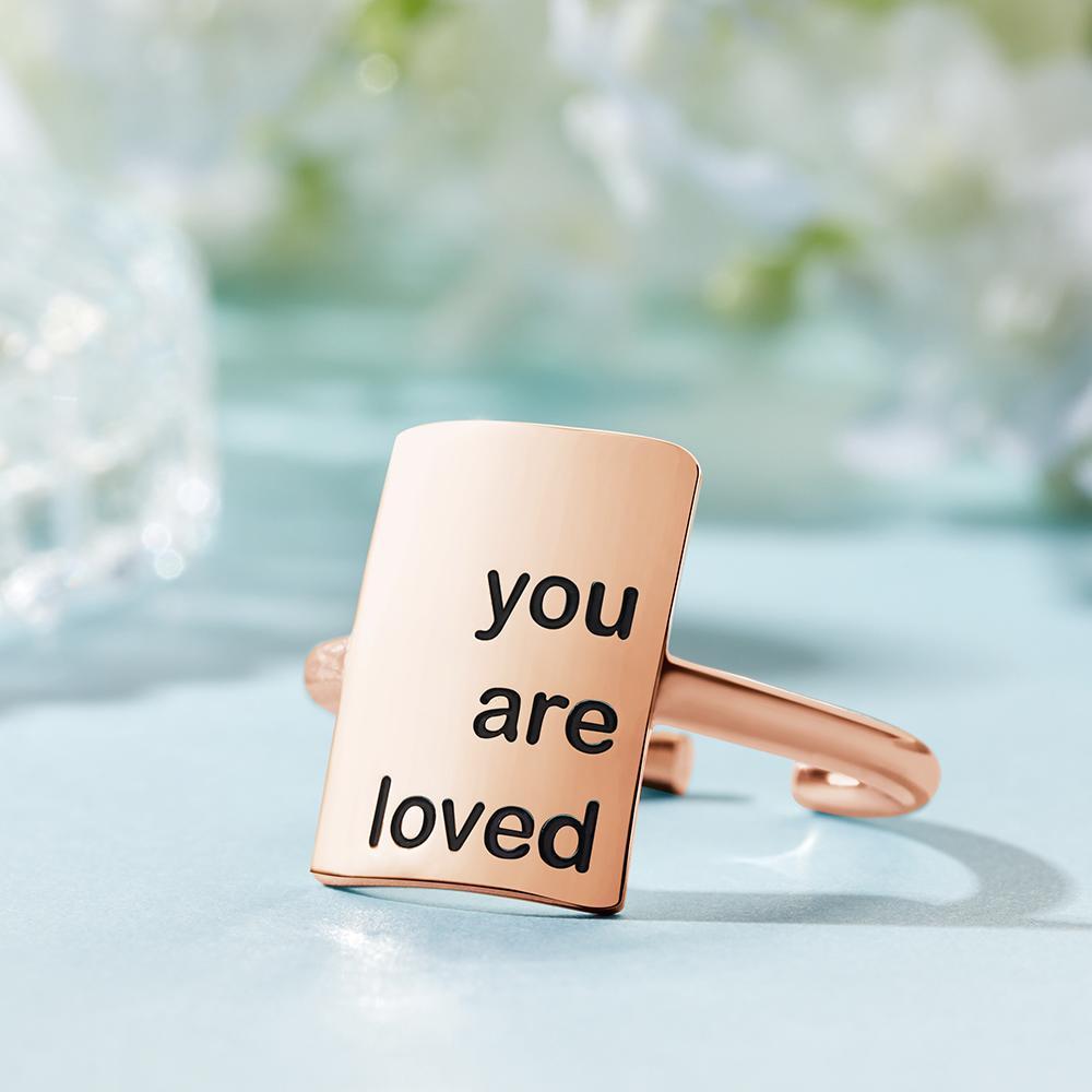 Custom Engraved Rings Square Adjustable Opening Design Gifts