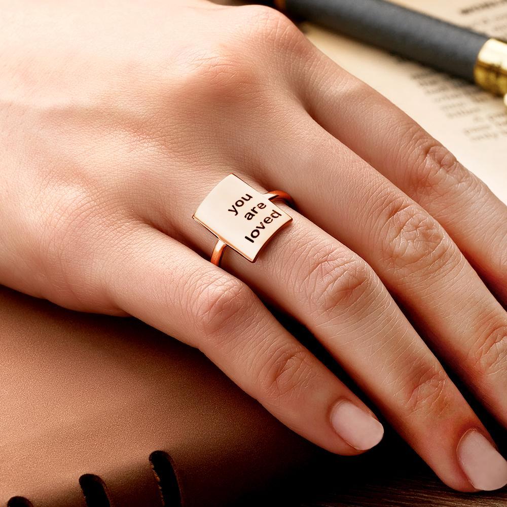 Custom Engraved Rings Square Adjustable Opening Design Gifts