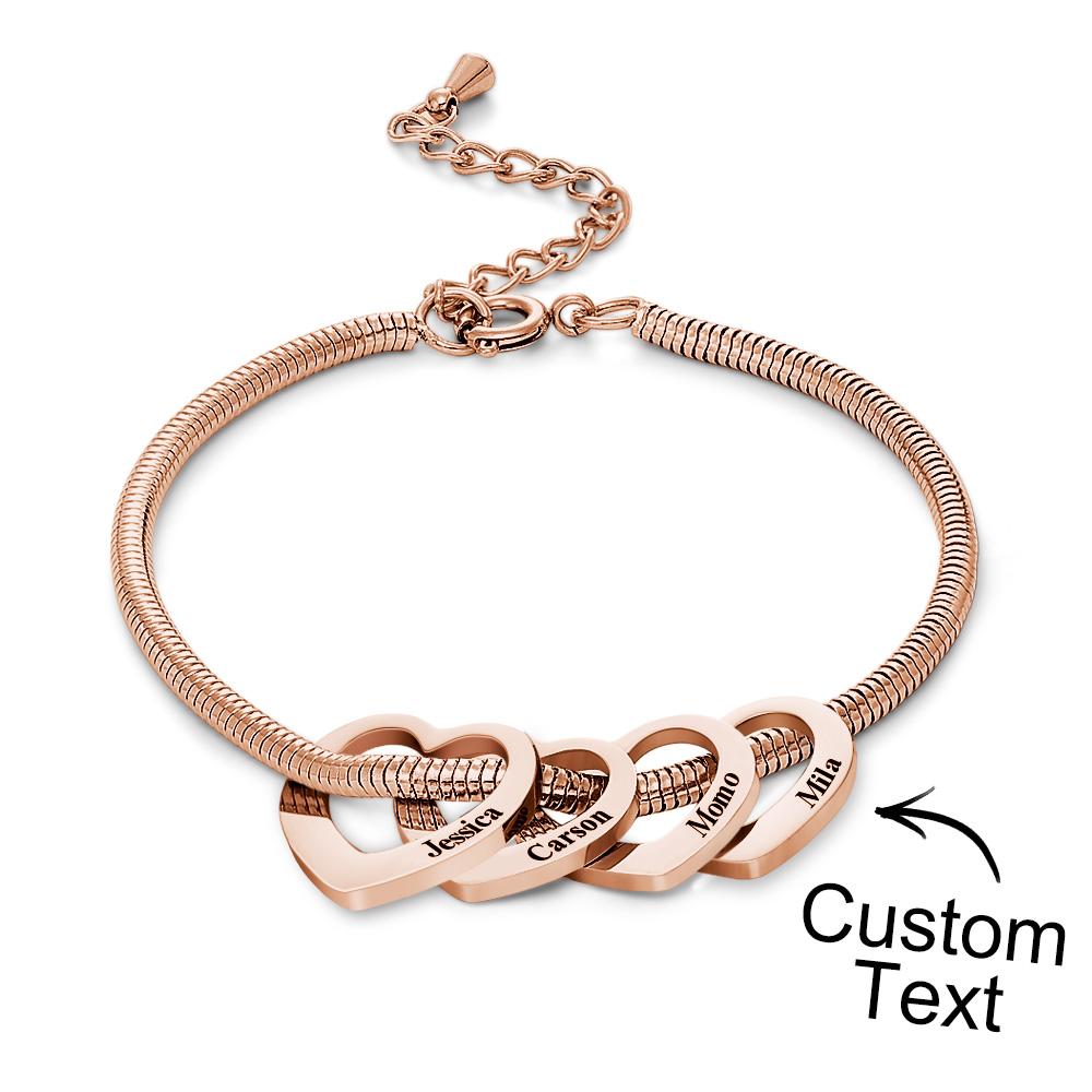 Custom Engraved Bracelet Custom Mom and Kids Name Heart Charms Gifts