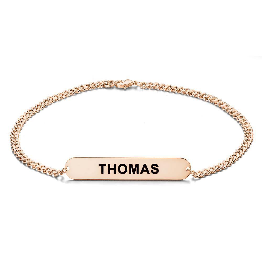 Men's Bracelet Thick Chain Engraved Bracelet Custom Name Bracelet Gift for Father - Silver