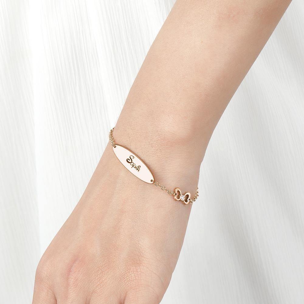 Engraved Bracelet Personalized Bracelet Name Jewelry, Name Bracelet Rose Gold Plated