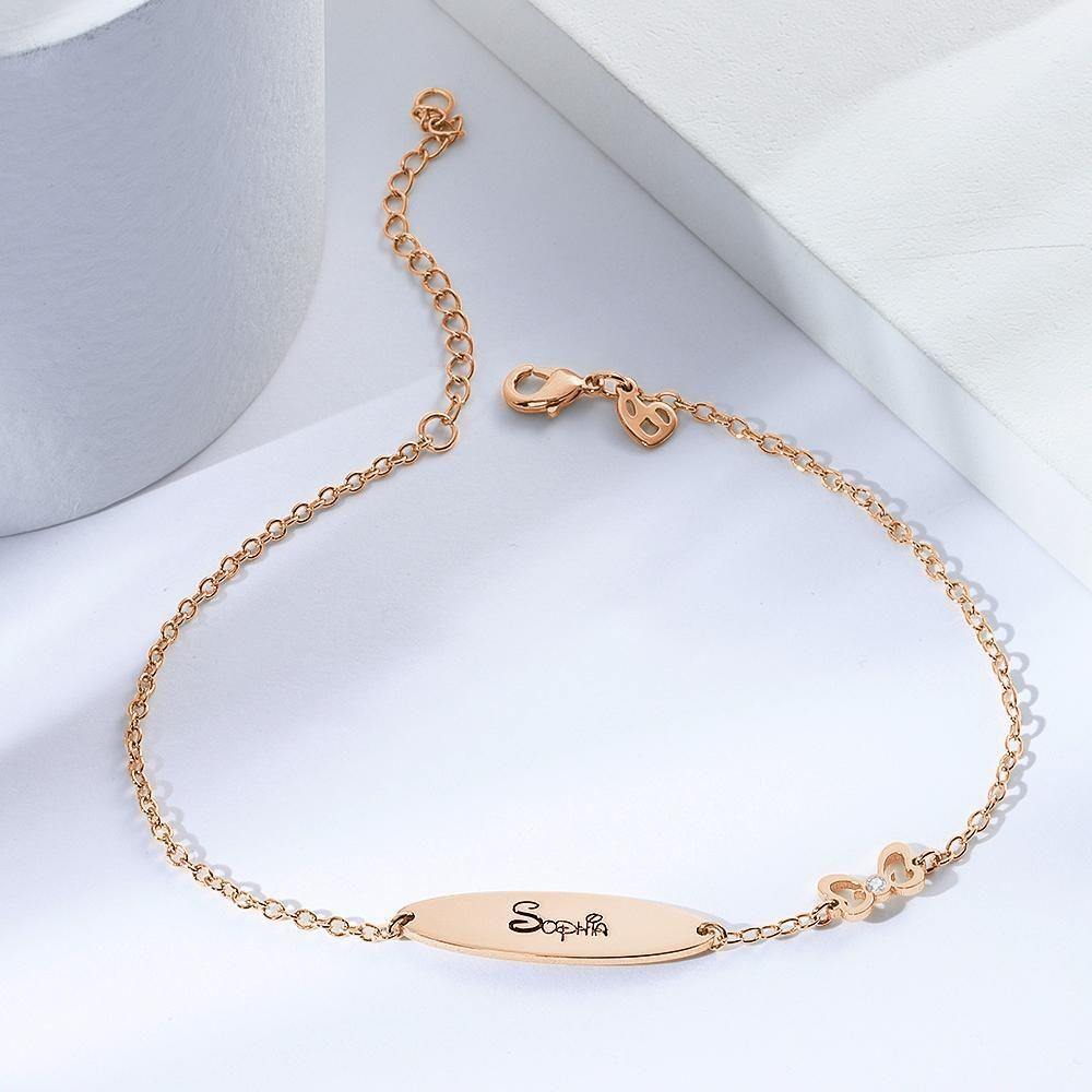 Engraved Bracelet Personalized Bracelet Name Jewelry, Name Bracelet Rose Gold Plated