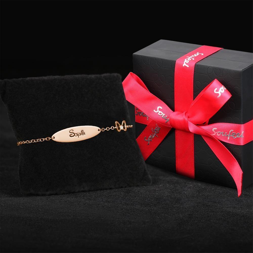 Engraved Bracelet Personalized Bracelet Name Jewelry, Name Bracelet Rose Gold Plated