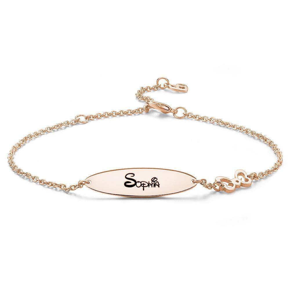 Engraved Bracelet Personalized Bracelet Name Jewelry, Name Bracelet Rose Gold Plated