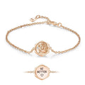 Engraved Bracelet Victory Wishing Coin Bracelet Gift for Her Rose Gold Plated Silver
