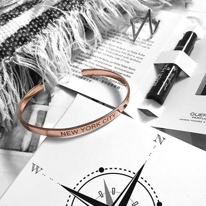 Engraved Bangle Rose Gold Plated Silver