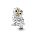 Wise Owl Charm 18k Gold Plated Silver