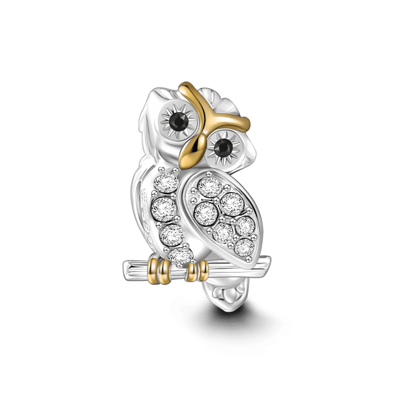 Wise Owl Charm 18k Gold Plated Silver