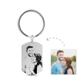 Photo Engraved Tag Key Chain Stainless Steel for Couple